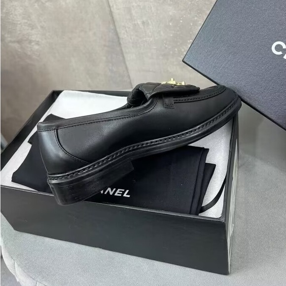 Chanel Black Leather Loafers - Picture 7 of 8